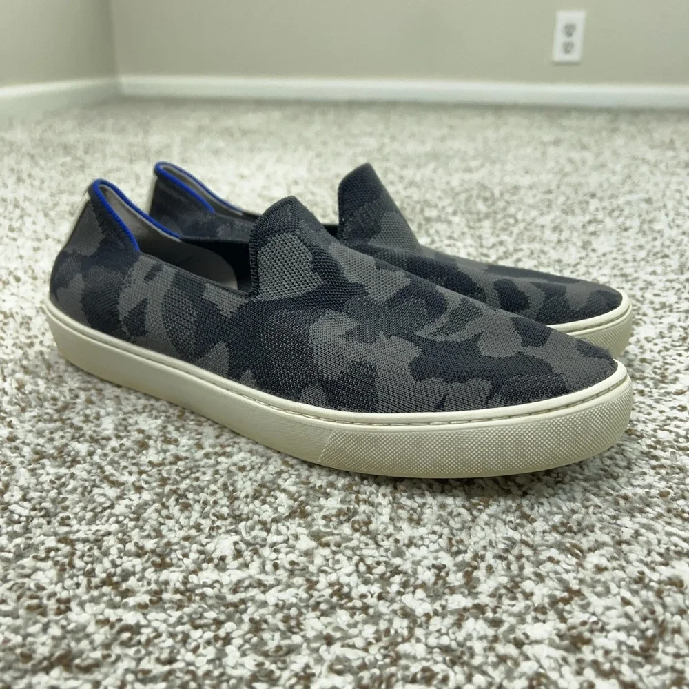 Rothys Shoes Womens Size 10.5 Gray Camo City Slip On Sneaker Flats Knit Casual